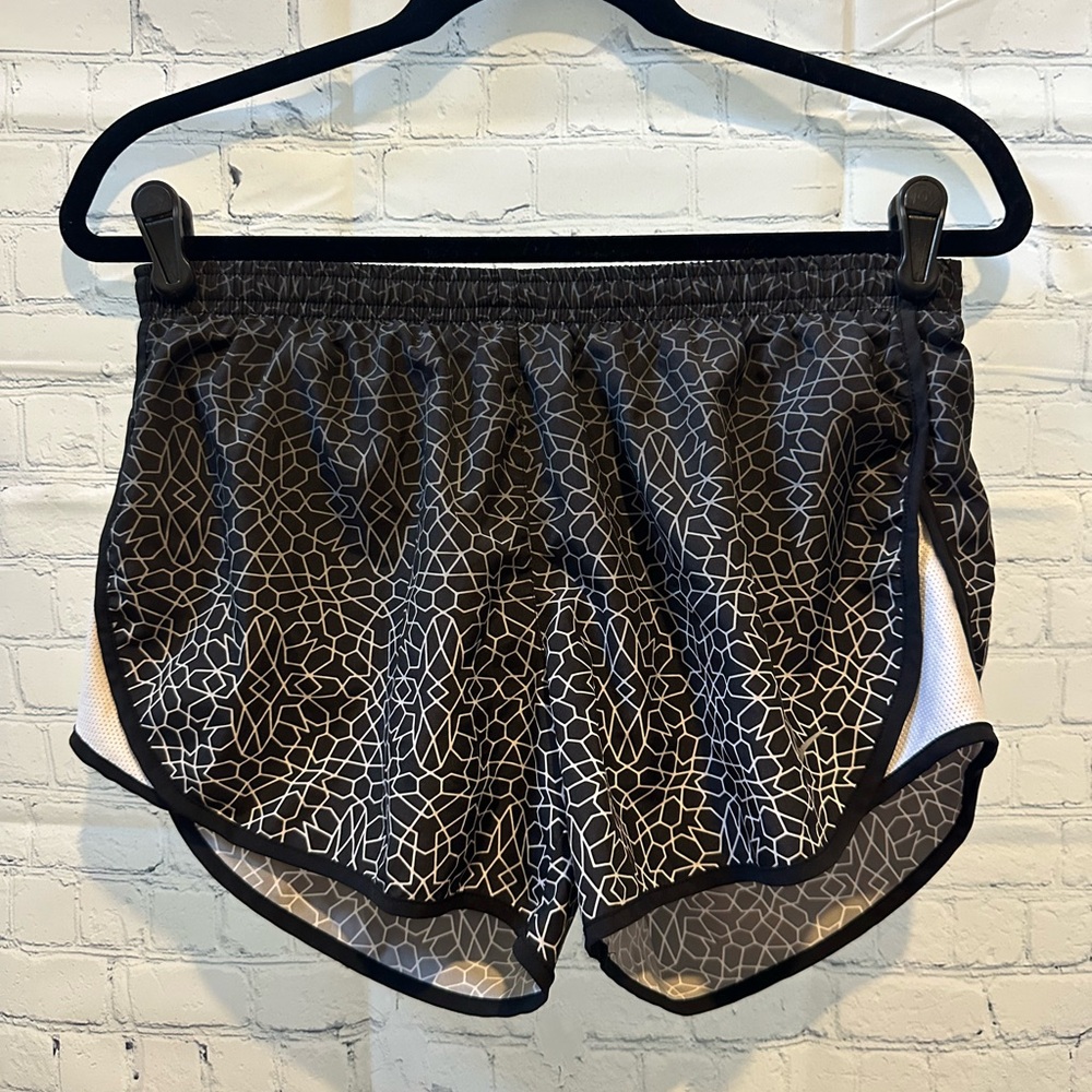 Nike Running Black and White Geometric Athletic Shorts